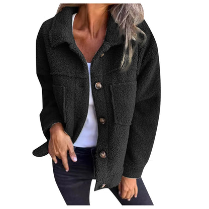 Veste en Tissu Sherpa avec Clo à Revers