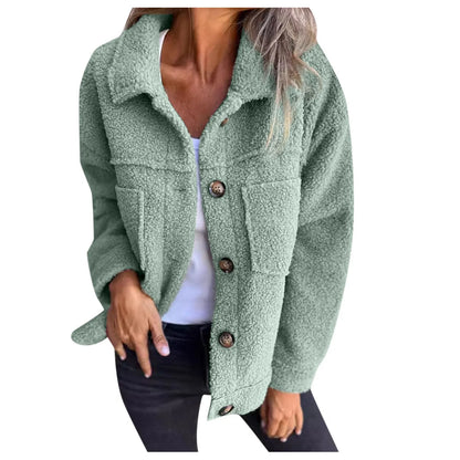 Veste en Tissu Sherpa avec Clo à Revers